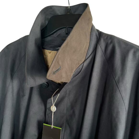 Joseph Abboud Trench Coat Black Macon Wool Lining Convertible - Picture 7 of 14